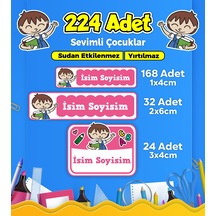 Sevimli Çocuklar Temalı Okul Kreş Kişiye Özel İsim Etiket Seti - Model 244 Çok Renkli