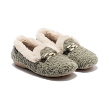 Twigy Joya Tokalı Peluş Kadın Ev Ayakkabısı Yeşil 37/41