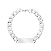 Silver Renk Gurmet Zincirli Modern Tasarım Kişiye Özel İsim/harf Yazılı Erkek Çelik Bileklik