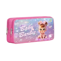 Baby Barbie Yıldızlı Gece Desenli Çift Bölmeli Kalemlik Pembe