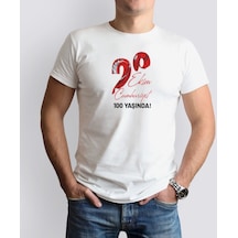 Bk Gift 29 Ekim Tasarımlı Erkek Beyaz T-shirt-8 Trend Tişört Çok Renkli
