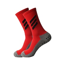 Suofeng Erkek Spor Çorapları: Kalın Pamuklu, Anti Kayma, Dayanıklı Futbol Çorapları - Uzun Boy, Kırmızı Tüm Bedenler Kırmızı