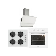 Silverline BO6503W01 - CS5335W01 - 3420 Classy 60 Beyaz Cam Ankastre Set