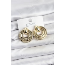 Gold Renk Pirinç Vintage Kadın Küpe Çok Renkli