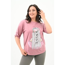 Kadın Büyük Beden Düşük Omuz Oversize T-shirt 1773-1-24 001