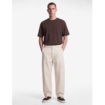Koton Normal Bel Cepli Rahat Kalıp Gabardin Barrel Fit Pantolon Ekru 7wam40045nw