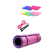 14 Mm Pilates Kamp Matı Pvc Atlama Ipi Plates Egzersiz Direnç Lastiği 3^lü Pilates Seti 14 Mm Pembe Çok Renkli
