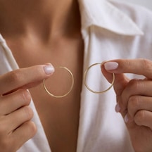 14k Altın Halka Küpe 1,2 Mm 3.2 Cm Gizli Kilit T14300 Renkli