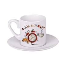 Good Morning Yazılı Türk Kahvesi Fincanı Beyaz