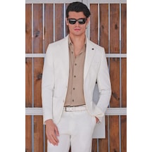 İmza Biritli Yaka Uzun Kol Cepsiz Slim Fit Pamuklu Gömlek 1004260207 Sütlü Kahverengi