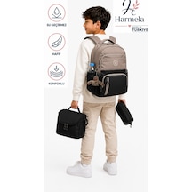 Suya Dayanıklı Vizon-siyah İlk Okul Çantası 3'lü Seti Unisex Çocuk Sırt İlkokul Çantası 8010 Kahverengi