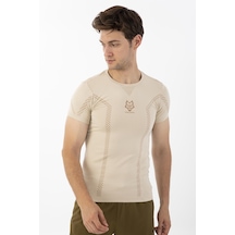 Maraton Active Slimfit Erkek Bisiklet Yaka Kısa Kol Koşu Kil T-Shirt 821074-Kil