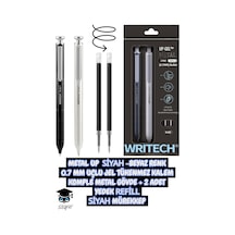 0.7 Mm Uçlu Jel Tükenmez Kalem Komple Metal Gövde Set Writech Çok Renkli