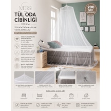 Tül Oda Cibinliği 200 cm | Tek Noktadan Asılan Yatak Sinekliği Beyaz Koruyucu Cibinlik