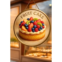 Fruit Cake Temalı İpli Ahşap Kapı Duvar Süsü, Pastane, Tatlı Dükkanı, Cafe Tablo Dekoru