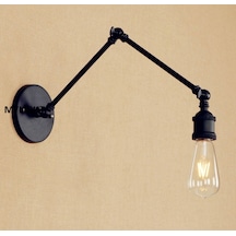 MYLİGHTS RETRO RUSTİK   MAT SİYAH  METAL  AKROBAT APLİK  OKUMA LAMBASI Siyah