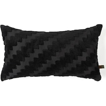 Bohem Özel Tasarım Punch Panç Desen Dekoratif Dikdörtgen Kırlent Kılıfı 28x50 cm Zigzag Siyah