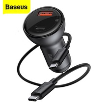 Baseus 45W Pps Hızlı Araç Şarj+Usb C Kablo Dijital Göstergeli Hı Siyah