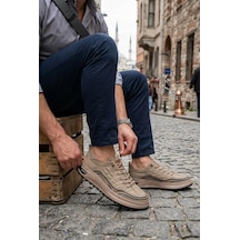 Pepita E146 Rahat Hafif Keten Özel Tasarım Spor Sneaker Erkek Ayakkabı Camel