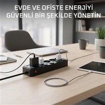 La Boom Akım Korumalı 4 Lü Priz 2xusb 2xtype-c Çıkış Yüksek Gerilim Koruma Priz Çoğaltıcı