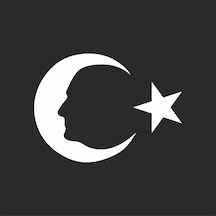Ayyıldız Ve Atatürk Silüeti Sticker17x17 Cm Beyaz