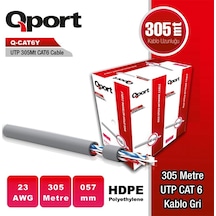 Qport Q-cat6y 305m Utp 0,57mm Cat6 23 Awg Grı Kablo