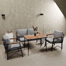 Mb Garden Furnıture Simetri Model, Balkon, Bahçe, Cafe, Metal Koltuk Takımı,bahçe Takımı,çay Seti, 2+1+1+masalı Süngerli Açik Gri