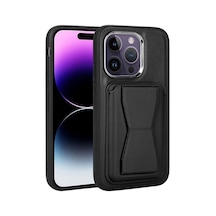 Zore İphone 14 Pro Max Uyumlu Kartlıklı Standlı Pu Deri Ogaa Memo Kılıf-siyah