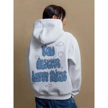 Startmore Unisex You Deserve Happy Things Sweatshirt Beyaz Beyaz