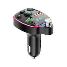 Nr67 Rgb Renkli Fm Radyo Transmitter Mp3 Çalar Bluetooth 5.0 Çakmaklık Type-c Hızlı Şarj Aleti