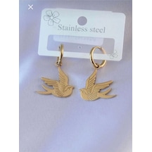 Renk İşlemeli Kuş Model Kadın Küpe Çok Renkli