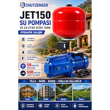 Jet150 Mavi Su Hidraforu Basınçlı Su Pompası 24 Litre Tank Otomatik 1.5 Hp 500 Mt Yatay Su Atar İkili Set