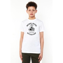 Michael Myers Butcher Shop Beyaz Çocuk Bisikletyaka Tshirt 001