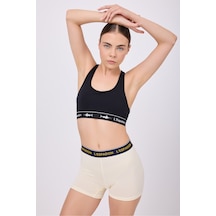 Athleshorts Yüksek Bel Kadın Uzun Boxer Şort-3093 Krem - Sarı