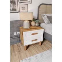 Flora Bohem Serisi 2 Çekmeceli Komodin Ceviz Aytaşı 50x55 Cm Ceviz - Altın