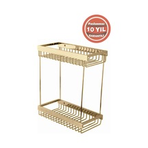 Çelik Banyo Paslanmaz Pirinç Kumru Şampuanlık 15x25 Şampuanlık Köşeliği Süngerlik Banyo Rafı Altın Gold Gold