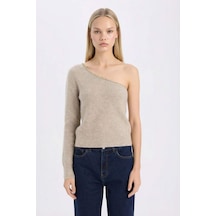 DeFacto Regular Fit Tek Omuzlu Basic Düz Triko Kazak E2308AX24WNBG458