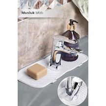 Su Tutucu Musluk Matı Mutfak Ve Banyo İçin Koruyucu Musluk Ve Lavabo Altı Mat Beyaz