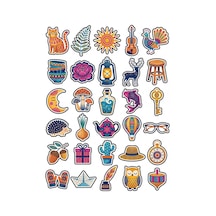 30 Adet Nostaljik Folk Sanatı Sticker Seti - Laptop Ajanda Scrapbook İçin Çok Renkli