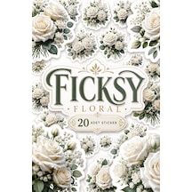 Beyaz Gül Çiçek Sticker Seti - 20 Adet Etiket Çıkartma Diğer