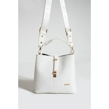 Just Polo Jp Polo Kadın 4 Bölmeli Lüks El & Omuz Çantası Shoulder Bag Ebat: 25x25 Cm Beyaz