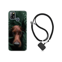 Infinix Smart 5 Kılıf Boyun Askılı Flowers Dog 1346 Siyah