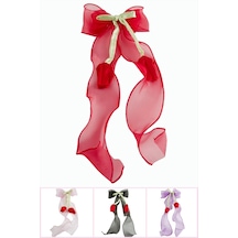 Gül Fiyong Tül Otomatik Toka 30 Cm Beyaz