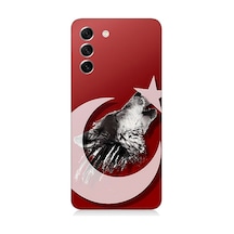 Samsung Galaxy S21 Fe Uyumlu Silikon Kılıf Kurt Ve Bayrak