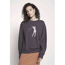 Silhouette Golf Baskılı Füme Antrasit Kadın Sweatshirt