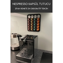 Nespresso Ve Starbucks Uyumlu Duvar Tipi Kapsül Kahve Standı Tutacağı Siyah Kapsül Tutucu Kapsül