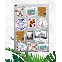 Pul Tasarımlı Sticker Seti Laptop Ajanda Pc Tablet Telefon Defter Etiket Bullet Journal Diğer