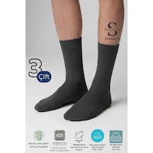 Socketta 3'lü Füme Erkek Business Bambu Dikişsiz Takviyeli İnce Yazlık Soket Çorap - Premium Gri