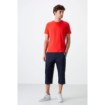 Tommylife Tommy Life İndigo Ön Cep Detaylı Standart Kalıp Klasik Paça Erkek Kapri - 83092 İndigo