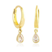 Sembol Gold Damla Taşlı Altın Sallantılı Küpe 14k Gold